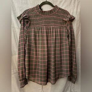 Torrid Womens Crinkle Chiffon Smocked Neck Blouse